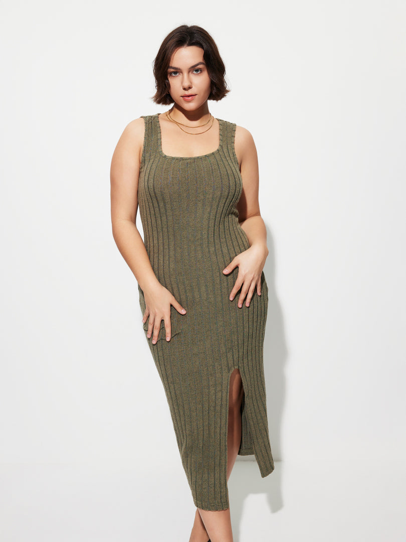 Plus Size Slit Bodycon Dress 1276162
