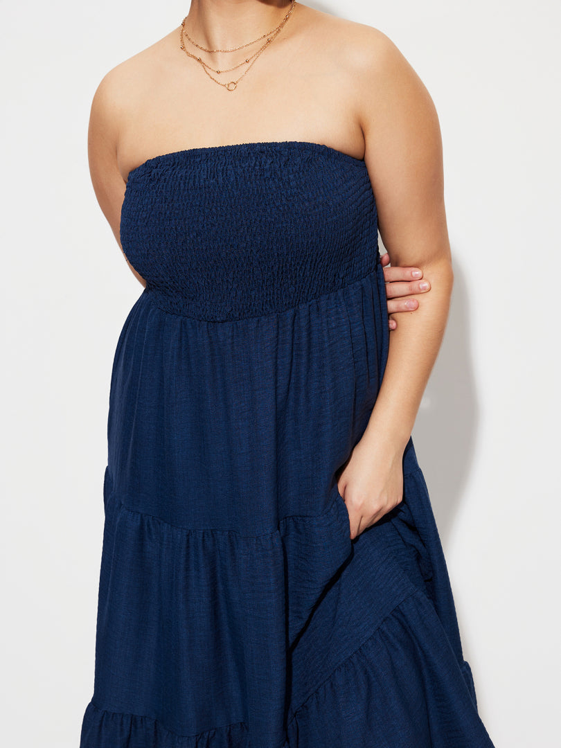 Plus Size Smocking A-Line Dress 1273322