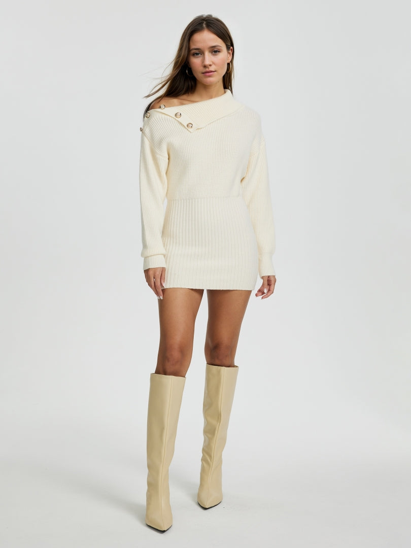 Buttoned Knit Dress 115868