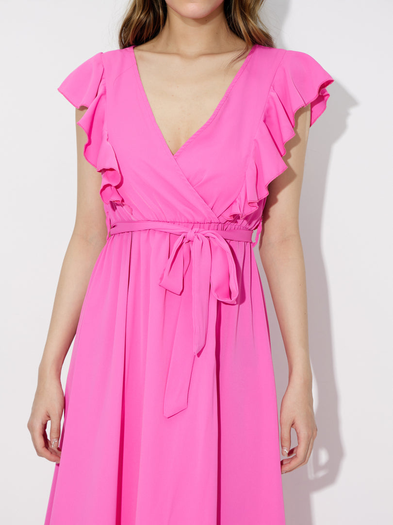 Belted Slit Wrap Dress 120867