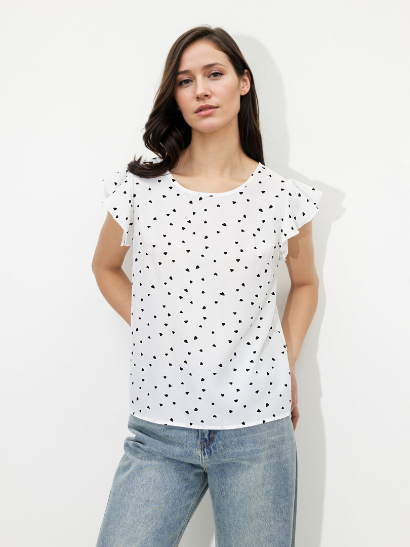 Printed Ruffled Top 121319