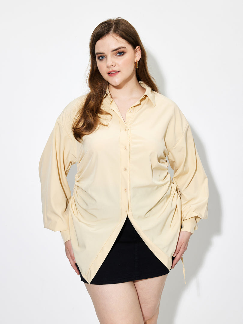 Plus Size Drawstring Placket Blouse 1266092