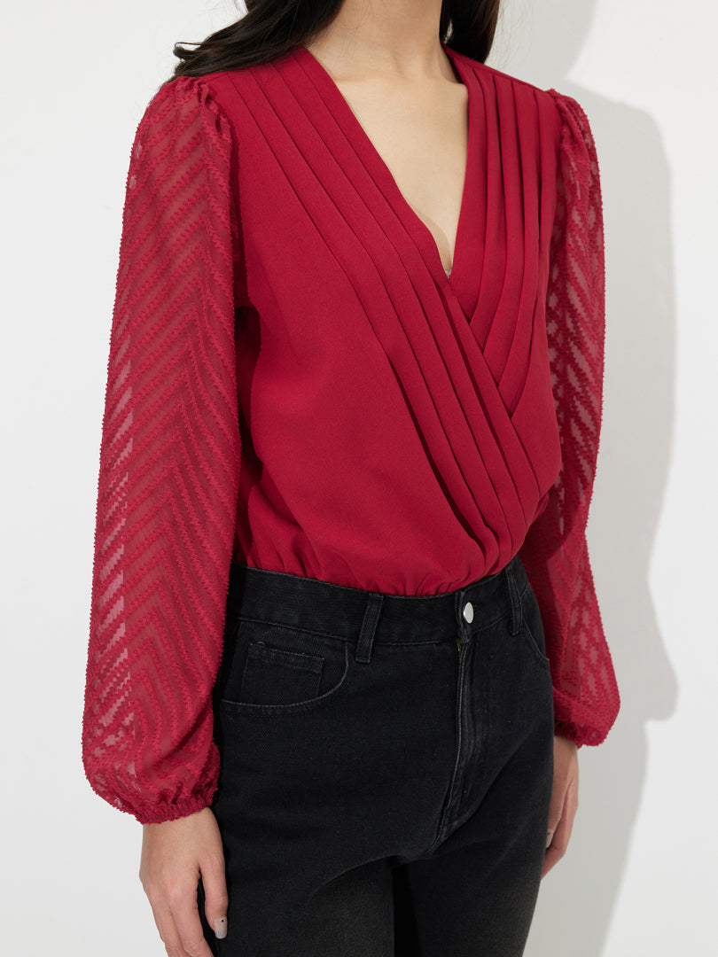 Pleated Wrap Bodysuit 121050
