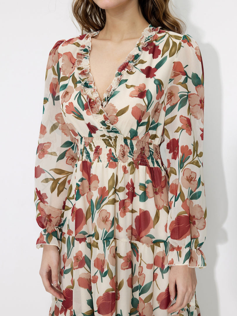 Printed Wrap Midi Dress 121388
