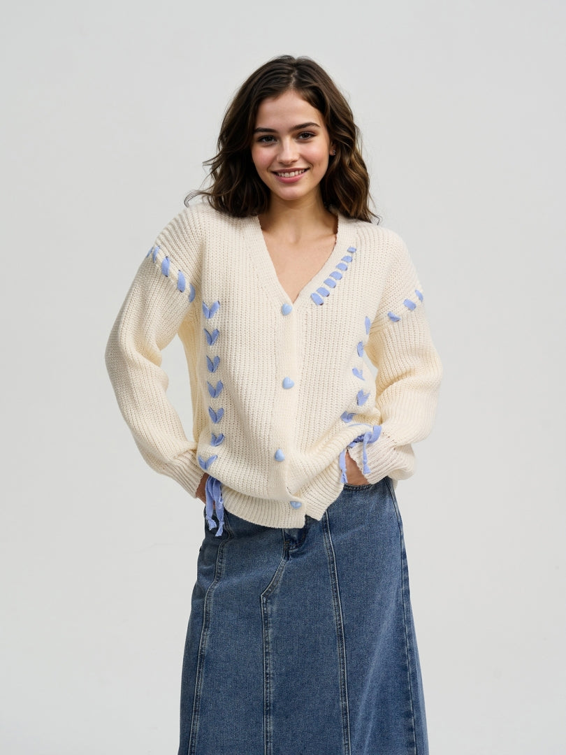 Lace Up Knit Cardigan 115929
