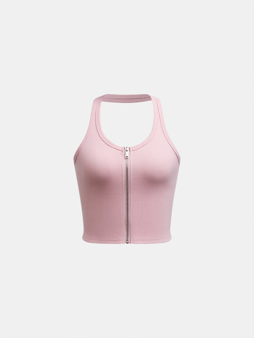 Zipper Halter Top 1265552