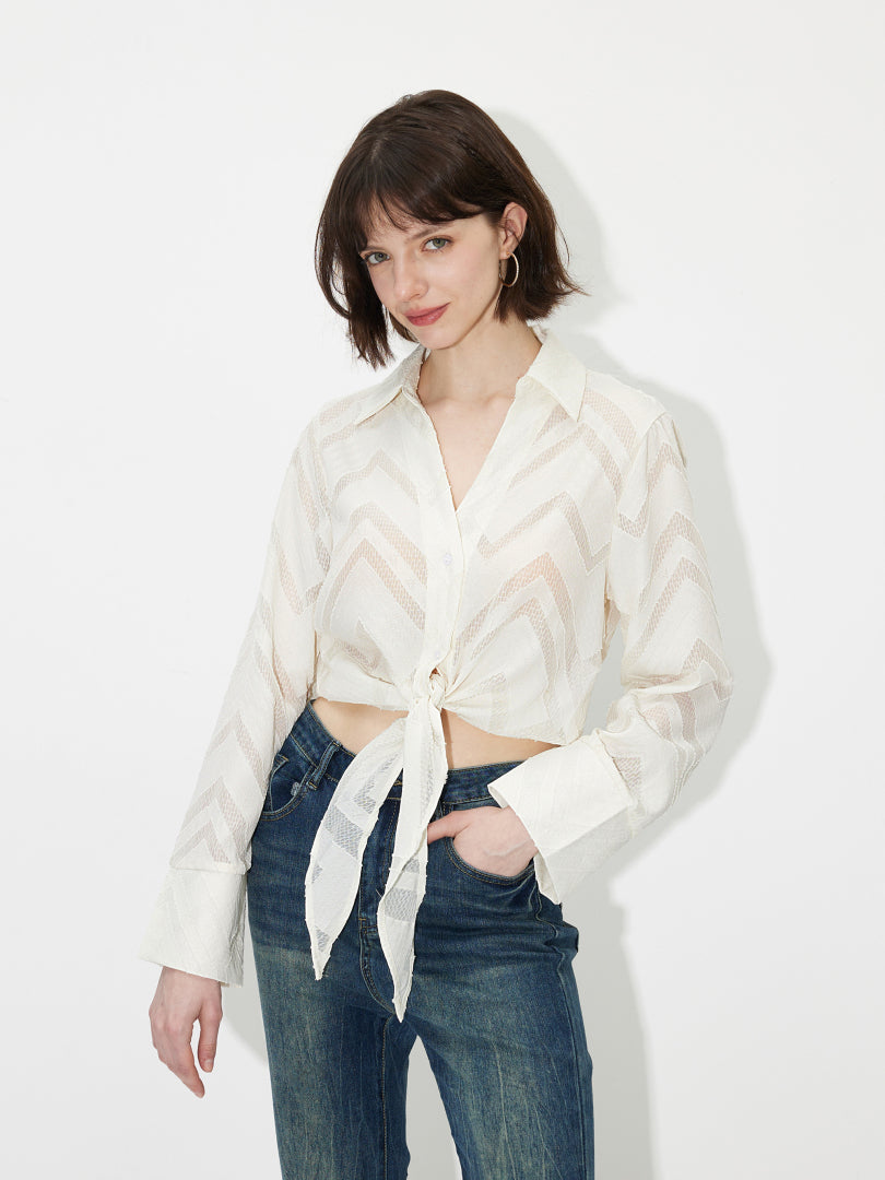 Chevron Waist Tie-Up Shirt 121506