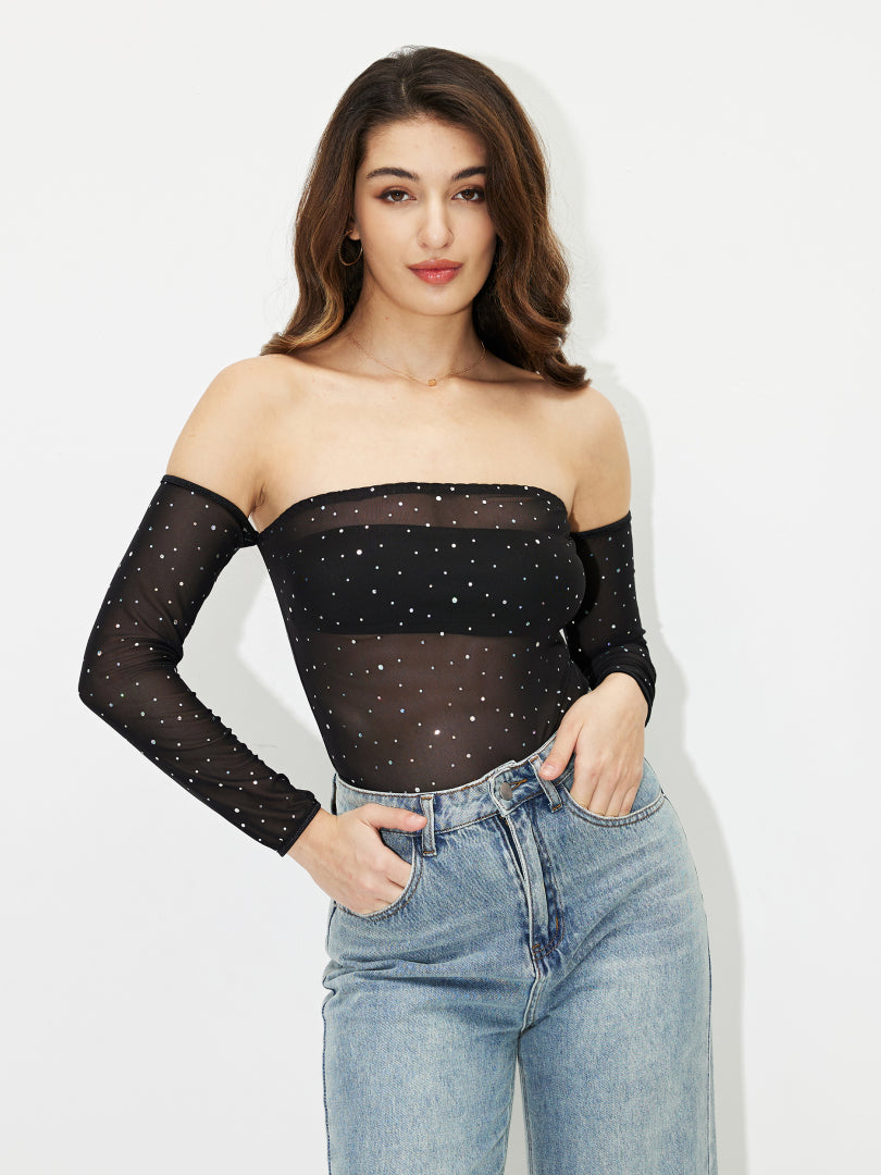 Sequinned Fitted Bodysuit 121325