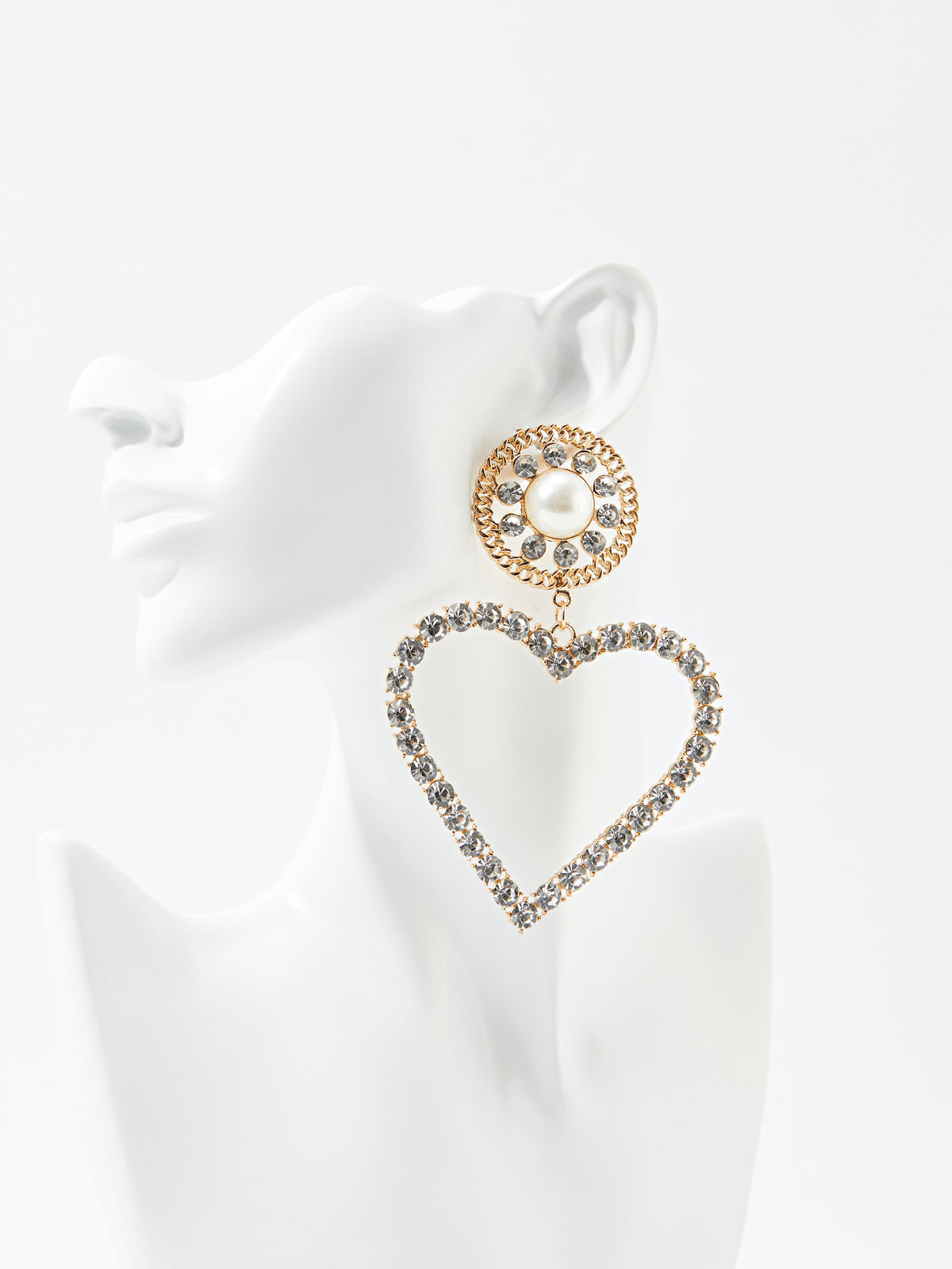 Heart-Shaped Embellished Drop Earrings 120514
