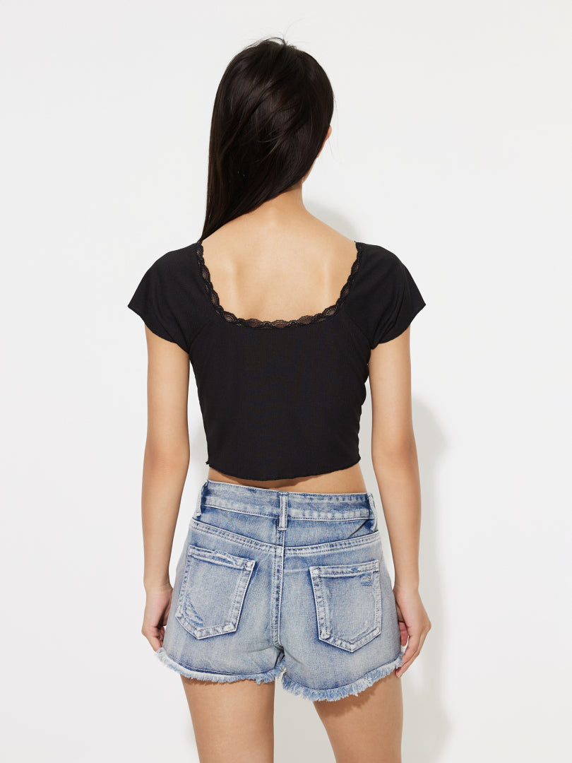 Lace-trimmed Top 1292462