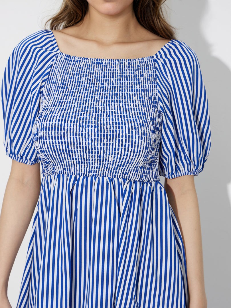 Striped Smocked A-Line Dress 120786