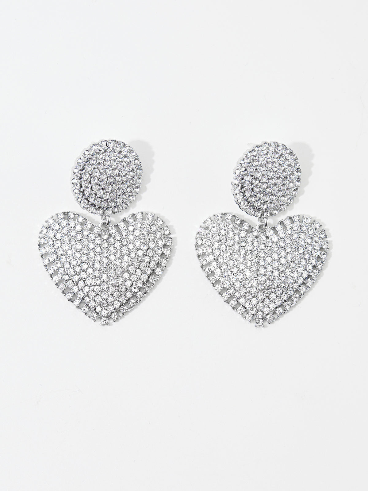 Embellished Heart Shape Drop Earrings 120511
