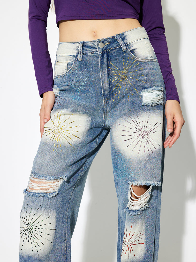 Beaded Straight Leg Jeans 1269122