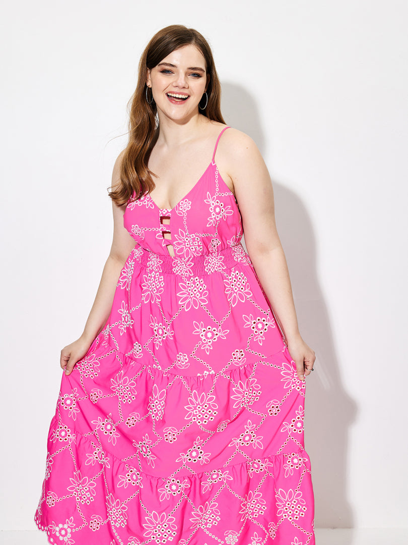 Plus Size Embroidered A-Line Dress 1264952