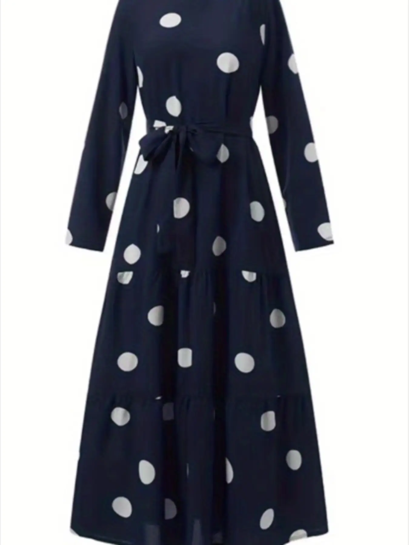 Tied Polka Dots Printed Dress 1291032