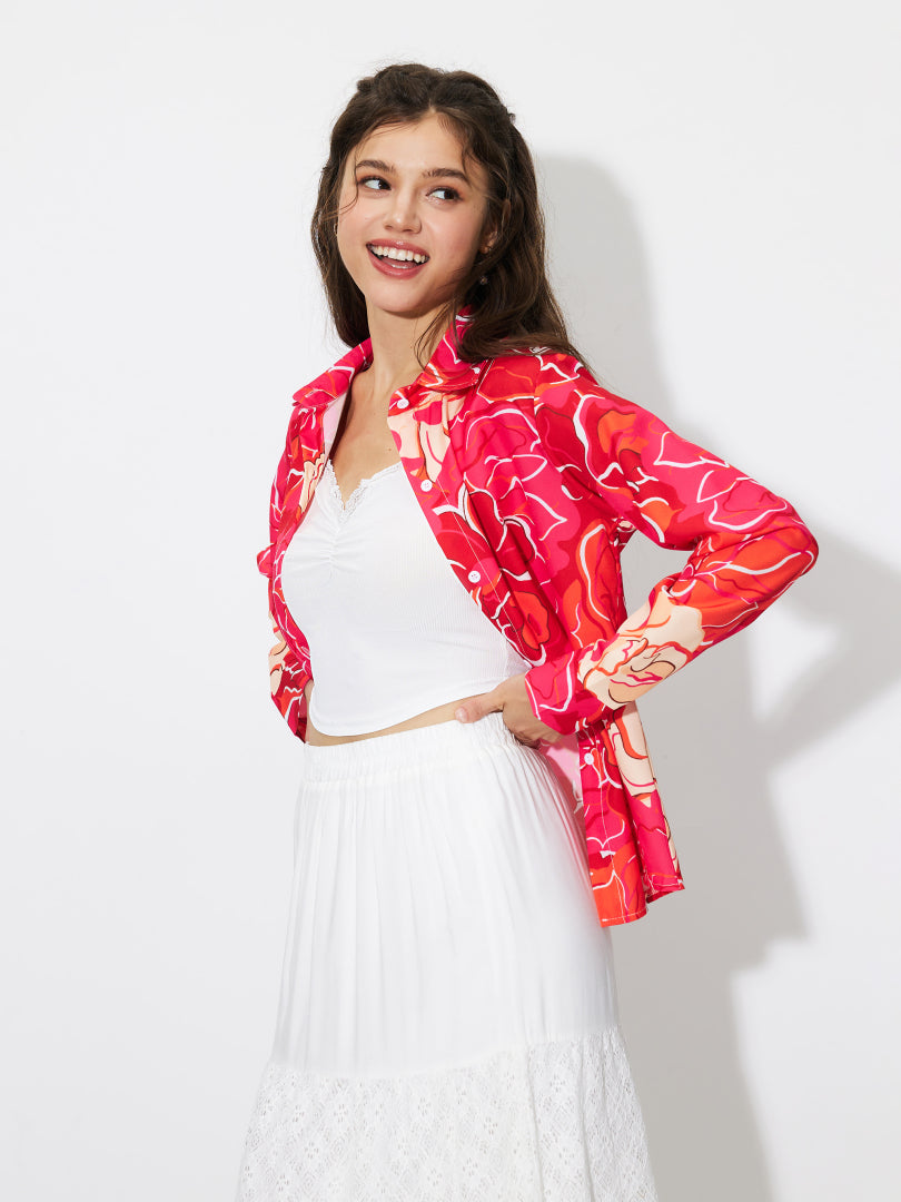 Printed Placket Blouse 1249312