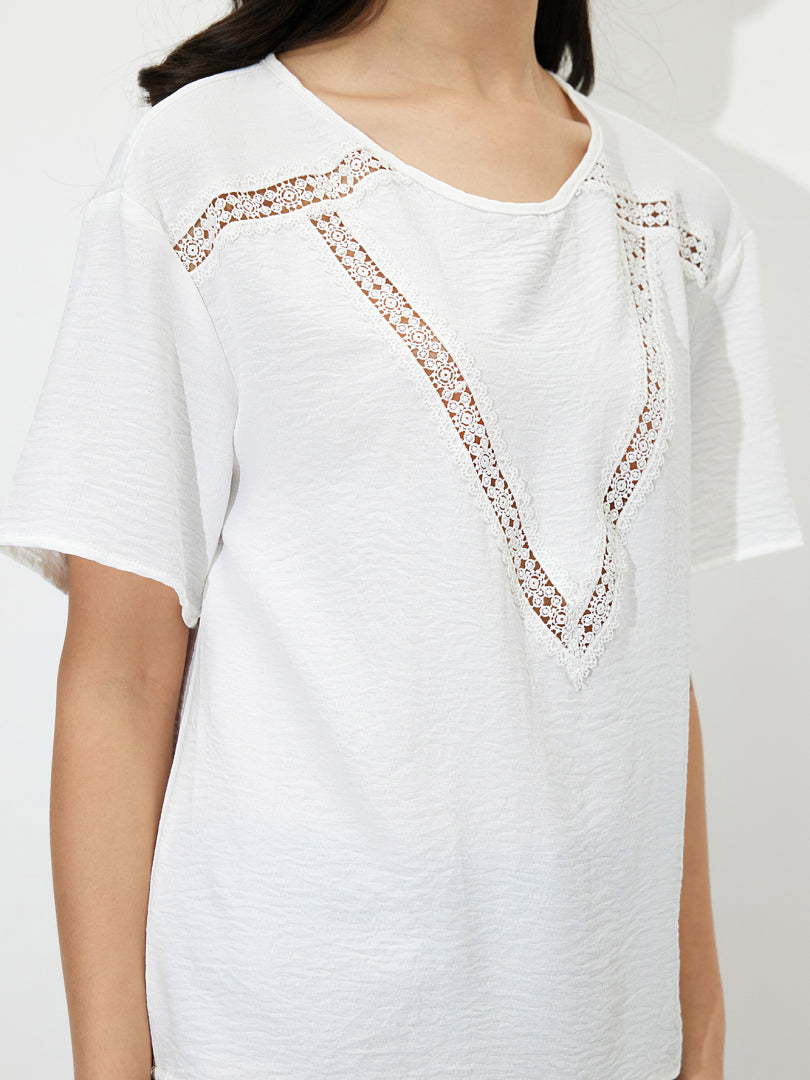 Lace Insert Loose Top 120897