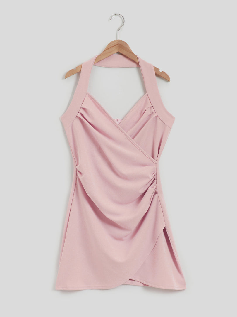 Halter Neck Wrap Dress 117836