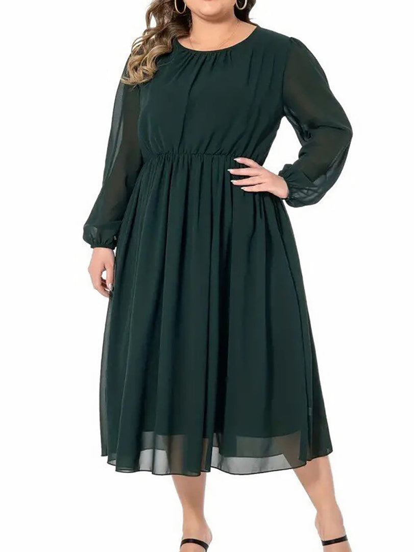 Plus Size Belted A-Line Dress 1251662