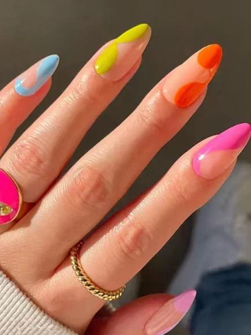 Pride Parade Rainbow Wave Pattern Press on Nails 1289502