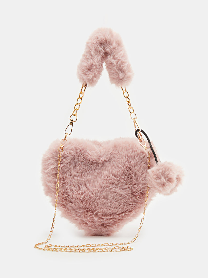 Heart Shape Fax Fur Handheld Bags 120476