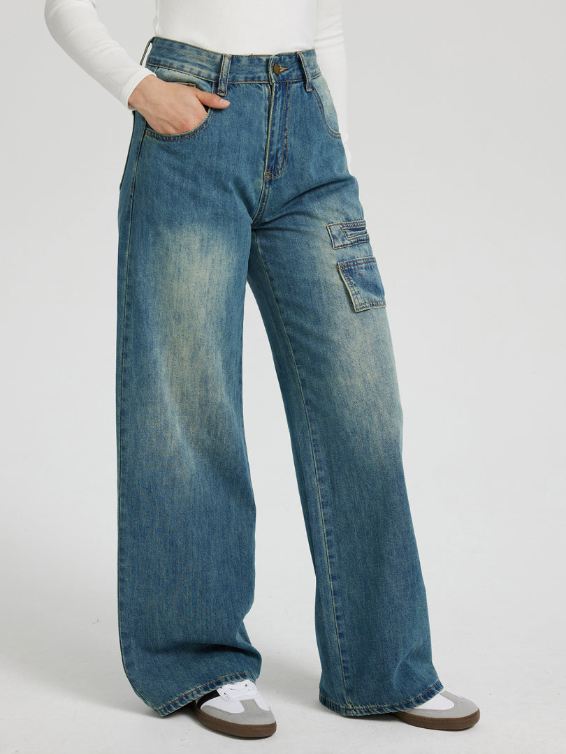Wide Leg Cargo Jeans 116392