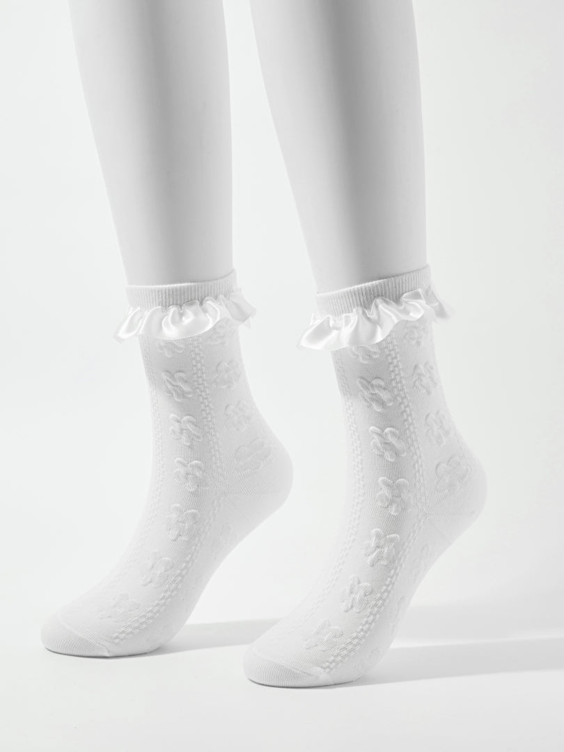 Floral Design Frill Socks 121268