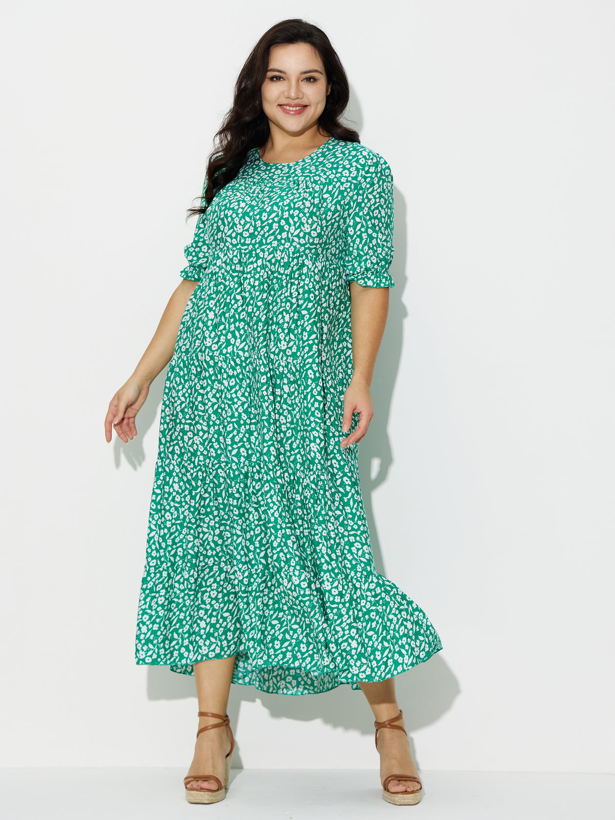 Plus Size Printed Empire Dress 121149