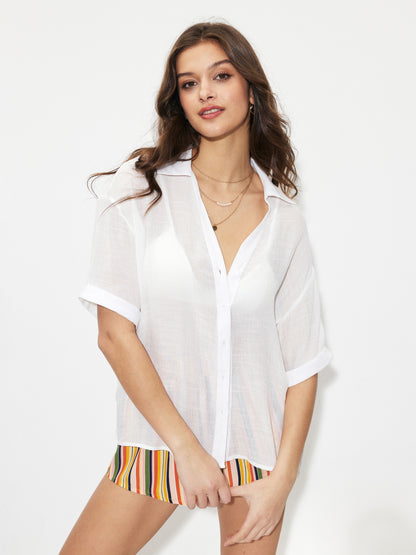 Sheer Placket Blouse 1261892