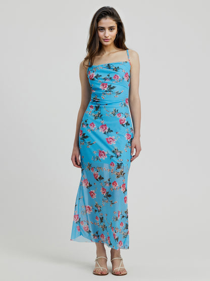 Long Gathered Sheer Cami Dress 110834