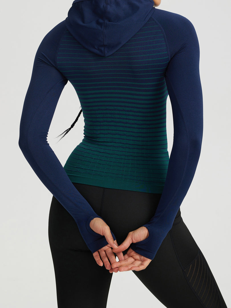 Striped Hooded Sports T-Shirt 116342
