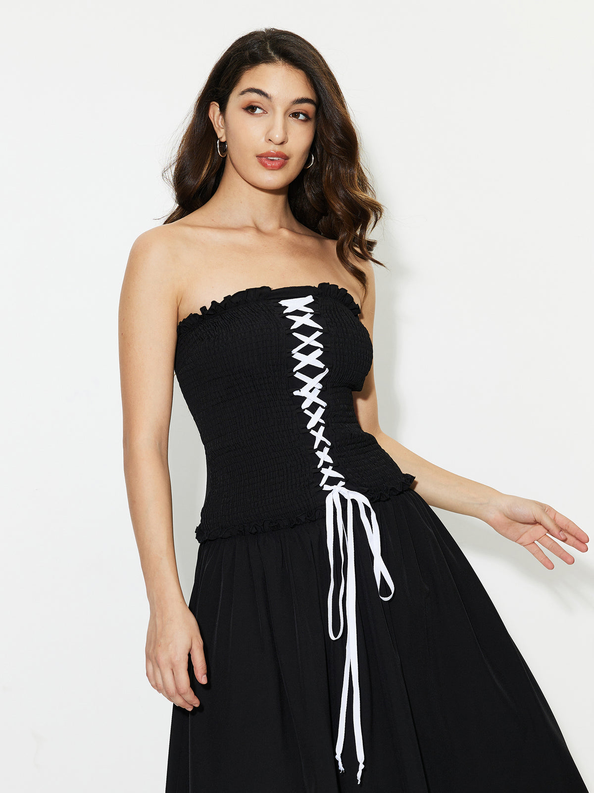 Lace Up A-Line Dress 1242502