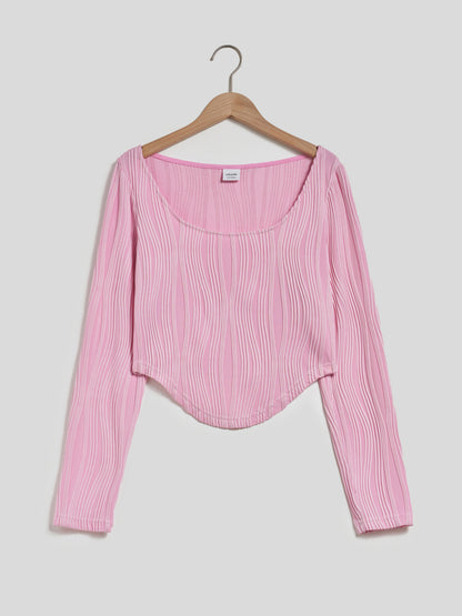 Textured Fitted Crop Top 116632