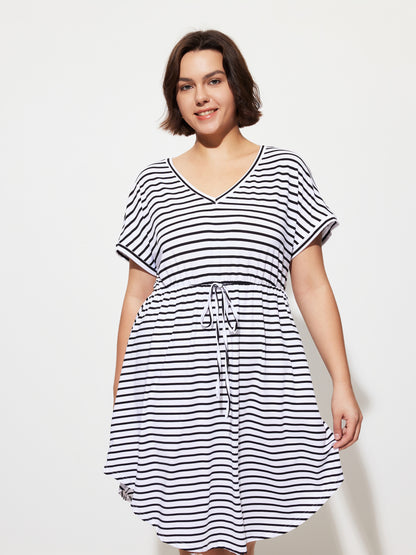 Plus Size Drawstring A-Line Dress 1283302
