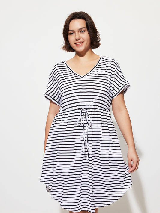 Plus Size Drawstring A-Line Dress 1283302