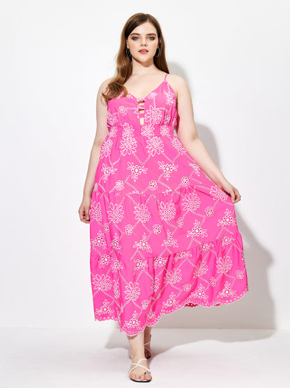 Plus Size Embroidered A-Line Dress 1264952