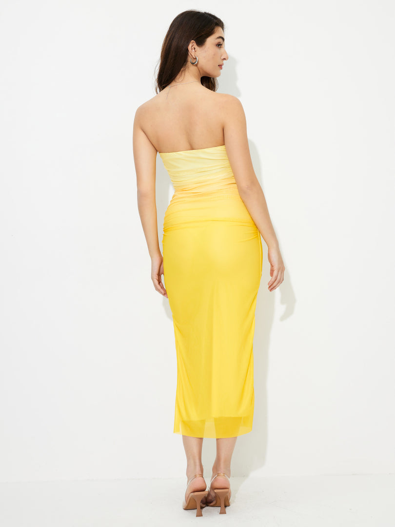 Gathered Bandeau Bodycon Dress 1232321