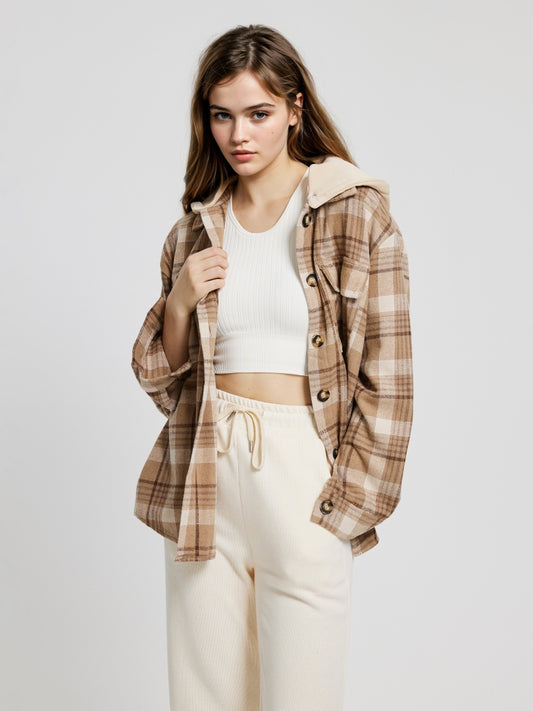 Plaid Jacket With Detxchable Hood 114246