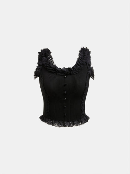 Lace-trimmed Knit Top 1258182