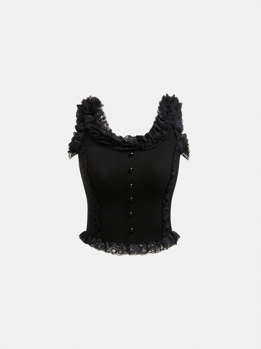 Lace-trimmed Knit Top 1258182