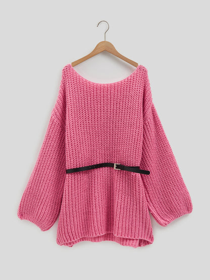 Belted Knit Pullover 116269