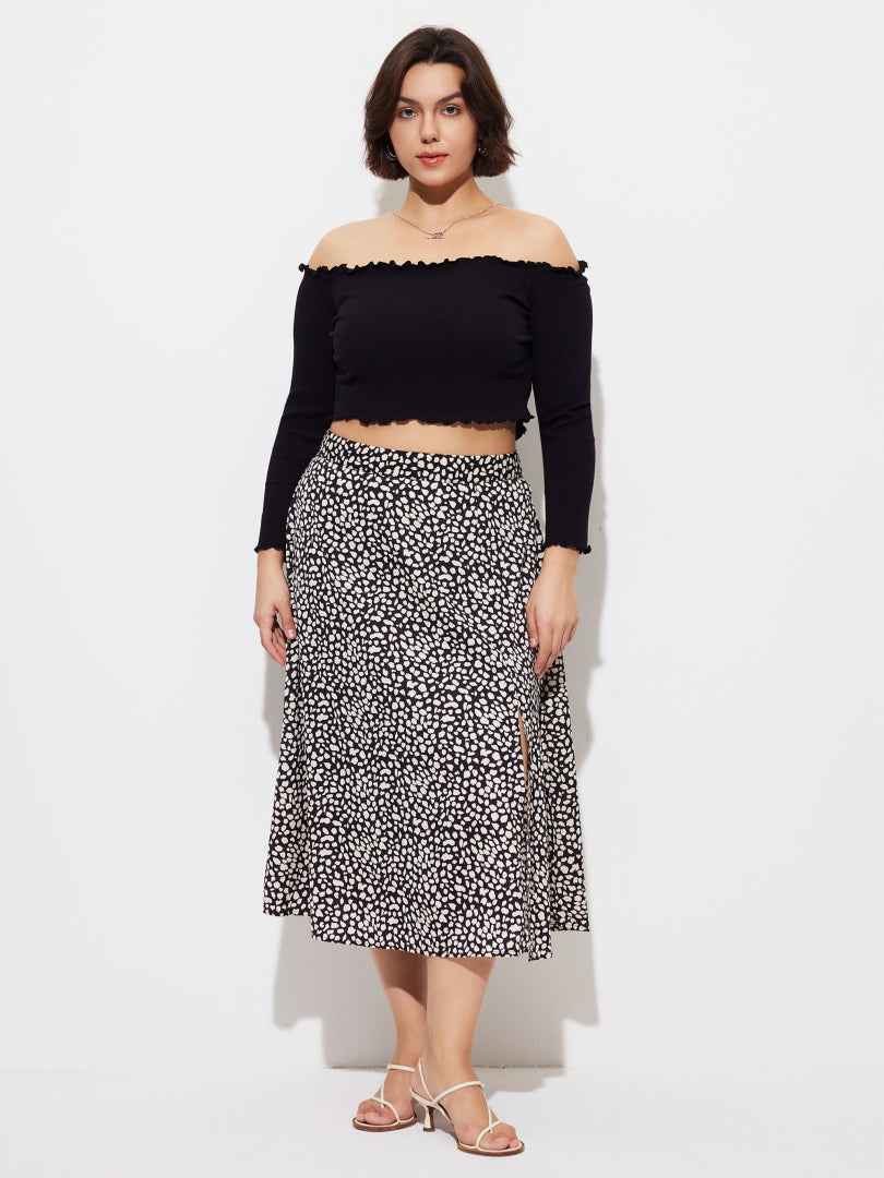 Plus Size Slit A-Line Skirt 1277932