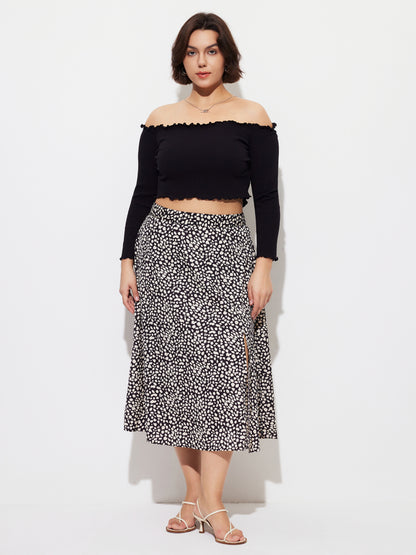 Plus Size Slit A-Line Skirt 1277932