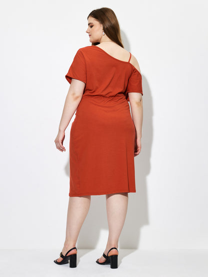 Plus Size Asymmetric Bodycon Dress 1261542