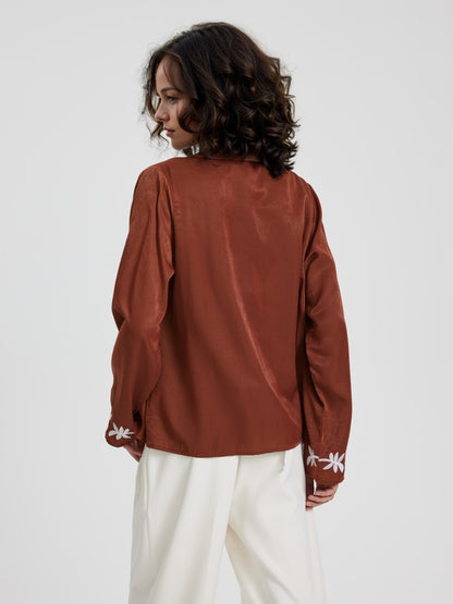 Embroidered Placket Blouse 114578