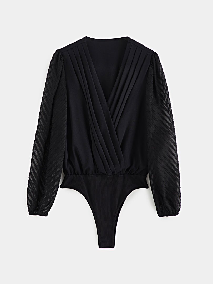 Pleated Wrap Bodysuit 121050