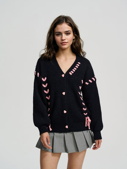 Lace Up Knit Cardigan 115929