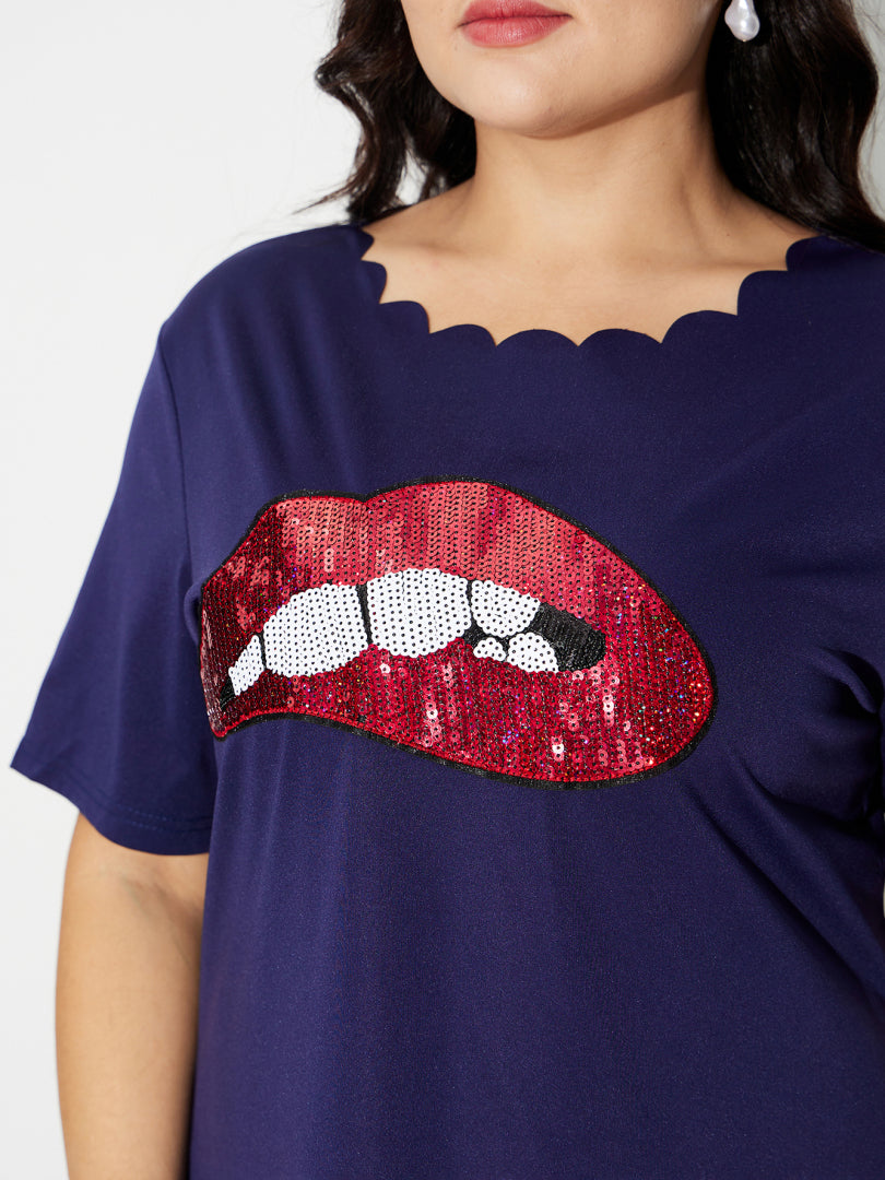 Plus Size Sequinned T-Shirt Dress 120565