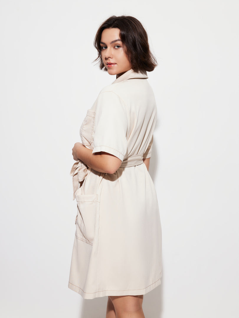 Plus Size Knotted Shirt Dress 1280822