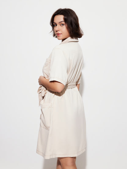 Plus Size Knotted Shirt Dress 1280822
